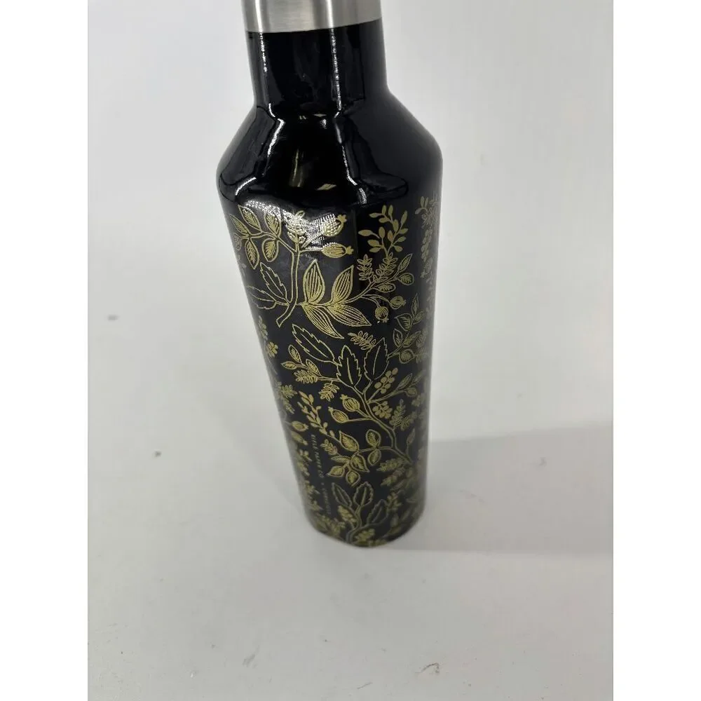 Corkcicle x Rifle Paper Black Gold Floral Queen Ann Canteen 16 Oz